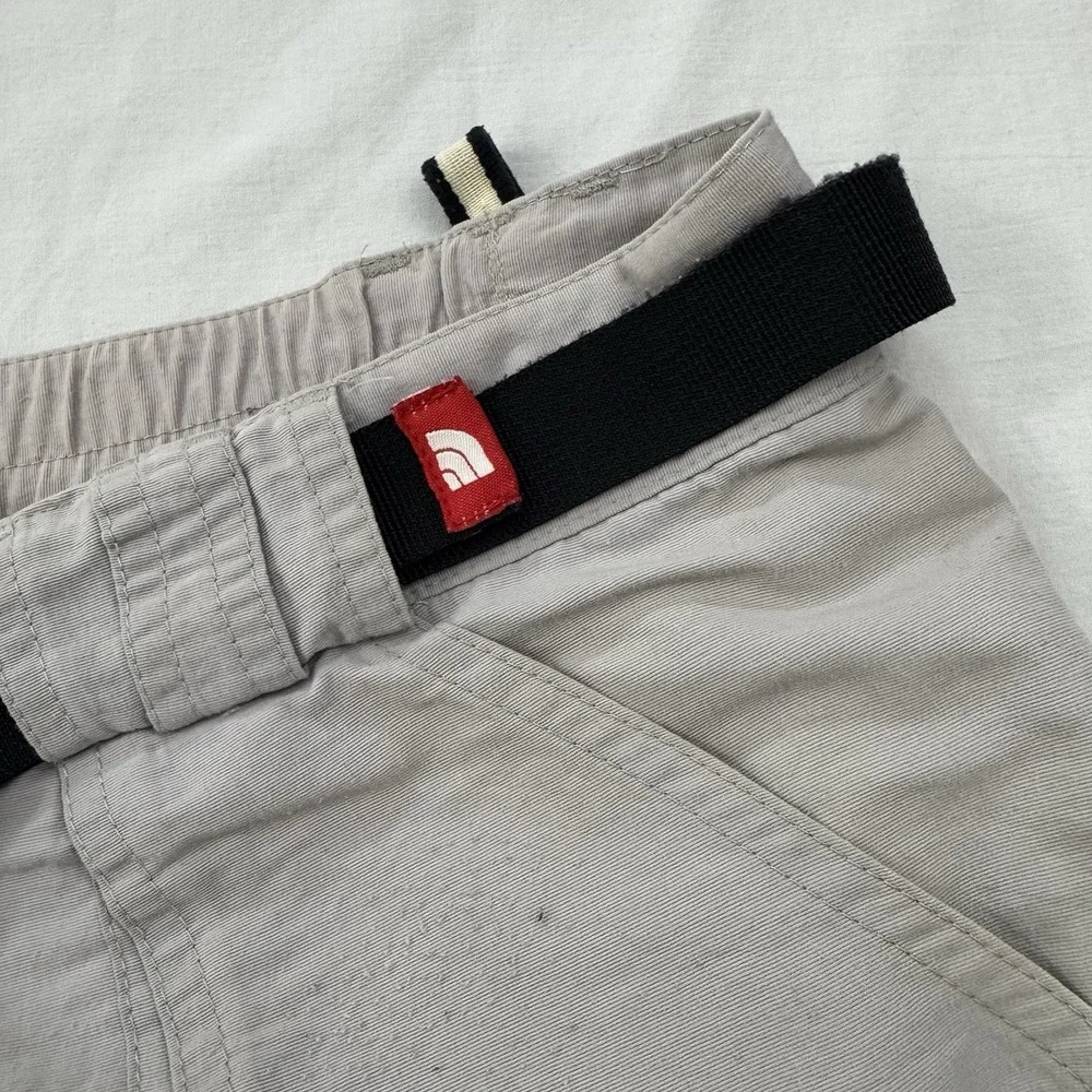 The North Face Convertible Zip Off Hiking Pants Men XL Belted Gray Nylon